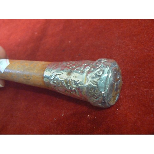 44 - SILVER TOPPED SWAGGER STICK MILITARY SIGN ON SIDE