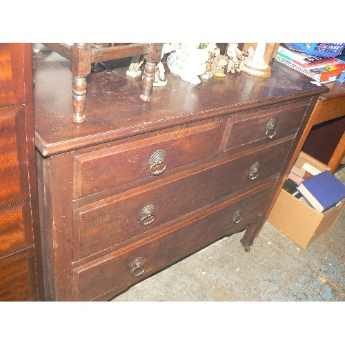 495 - VINTAGE DRESSING TABLE WITH PULL HANDLES. ON CASTORS.