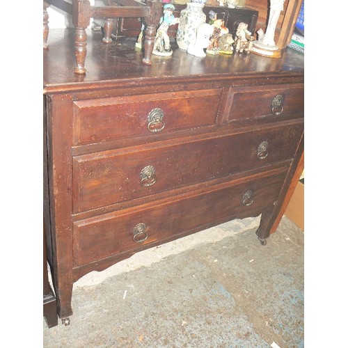 495 - VINTAGE DRESSING TABLE WITH PULL HANDLES. ON CASTORS.