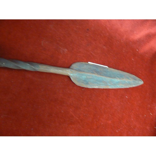 45 - A AFRICAN SPEAR END TO BE FITED TO WOODEN SHAFT