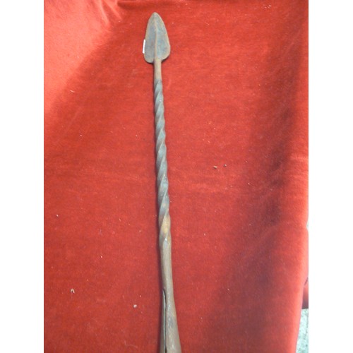 45 - A AFRICAN SPEAR END TO BE FITED TO WOODEN SHAFT