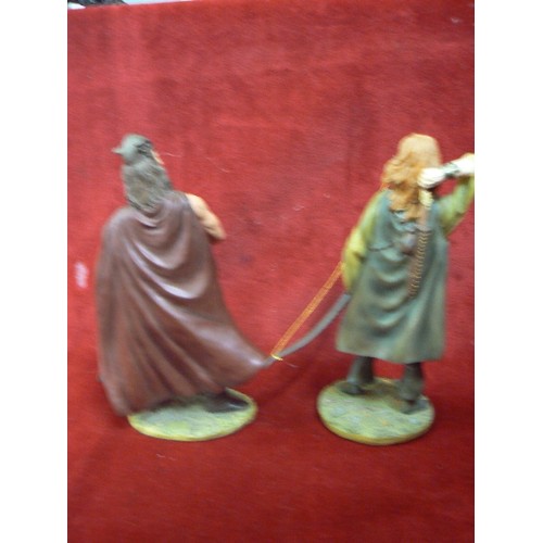 64 - 2 X LORD OF THE RINGS FIGURES BOROMIR & LEGOLAS. BY DANBURY MINT.  2 OF THE 9 FIGURINES IN THE LORD ... 