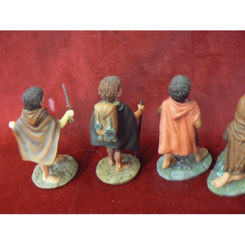 65 - 4 X LORD OF THE RINGS FIGURES, INC PIPPIN, MERRY, SAMWISE & FRODO, BY DANBURY MINT.  4 OF THE 9 FIGU... 