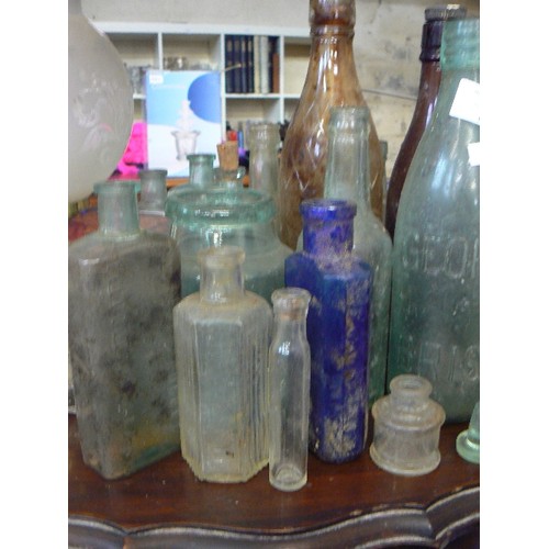 172 - COLLECTION OF VINTAGE GREEN GLASS BOTTLES. RUDDLES-OAKHAM, GEORGE BRISTOL, STONES ETC.