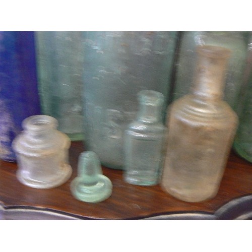 172 - COLLECTION OF VINTAGE GREEN GLASS BOTTLES. RUDDLES-OAKHAM, GEORGE BRISTOL, STONES ETC.