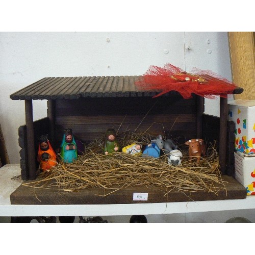 69A - CHRISTMAS NATIVITY SET, WITH FIGURES [AVON] ALSO A CROWN OF THORNS.