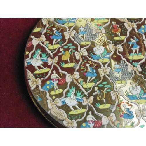 39 - A VINTAGE COMPACT BY COALPORT WITH THE FACE COVERED IN BALLERINAS DANCING