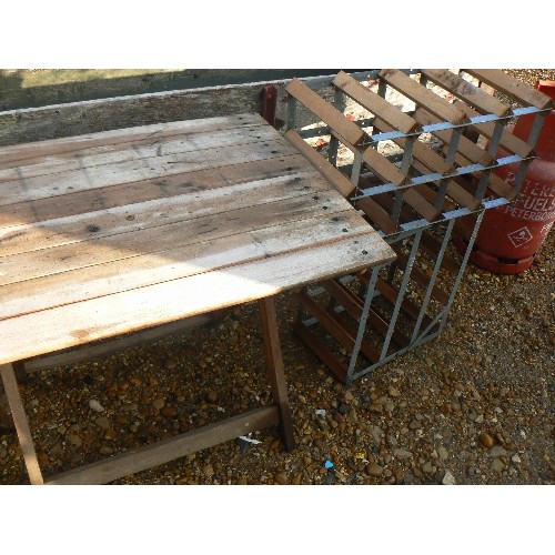 468 - GARDEN TABLE AND 2 WINE RACKS