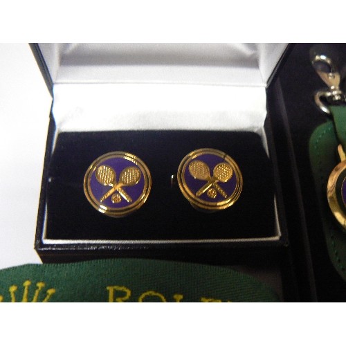 20A - GENTS PERFECT ROLEX CHRISTMAS GIFT - WIMBLEDON CUFFLINKS AND KEYRING WITH  LANYARD