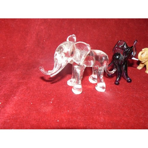 2 - COLLECTION OF SMALL ELEPHANTS IN GLASS AND CERAMICS