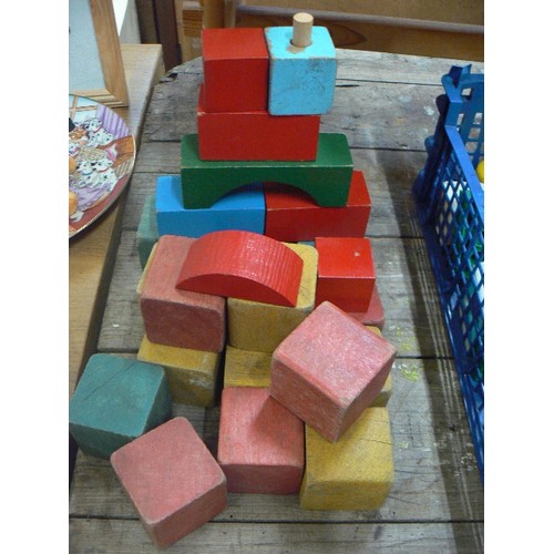 249 - LEGO-DUPLO BRICKS, WOODEN BLOCKS, AND WOODEN JENGA GAME.