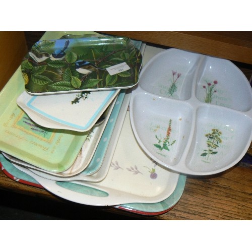 391 - 12 X MELAMINE TRAYS, INC TINY TEA-CUP TRAYS. MIXED SIZES.