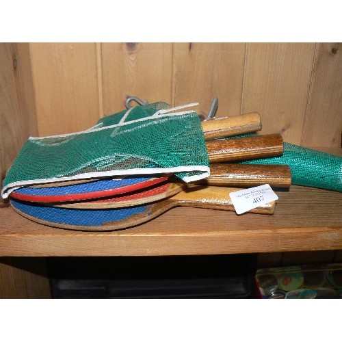 407 - TABLE TENNIS NET AND 4 BATS