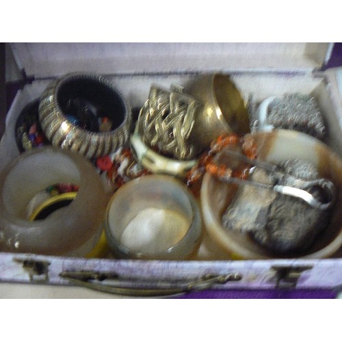 68 - COSTUME JEWELLERY , MAINLY LARGE BANGLES AND BRACELETS.