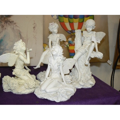 100 - 4 X LARGE FAIRY FIGURES IN WHITE RESIN.