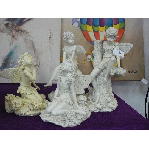 100 - 4 X LARGE FAIRY FIGURES IN WHITE RESIN.