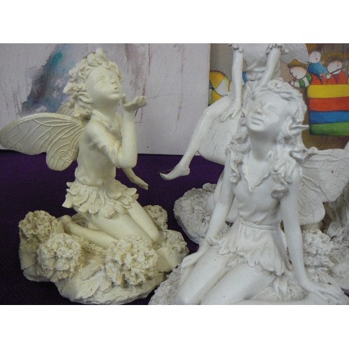 100 - 4 X LARGE FAIRY FIGURES IN WHITE RESIN.