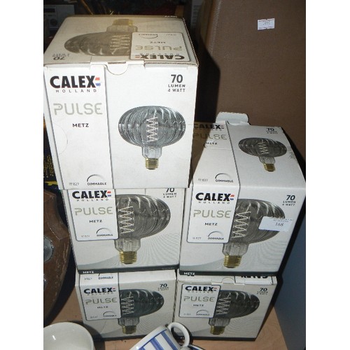 168 - 5 X LARGE LED DIMMABLE BULBS. SMOKED GLASS. 70 LUMEN/4 WATT. APPEAR NEW/WITH BOXES.