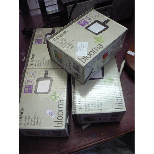 180 - 5 X LED FLOODLIGHT. TELEMON BLOOMA. APPEAR NEW WITH BOXES.