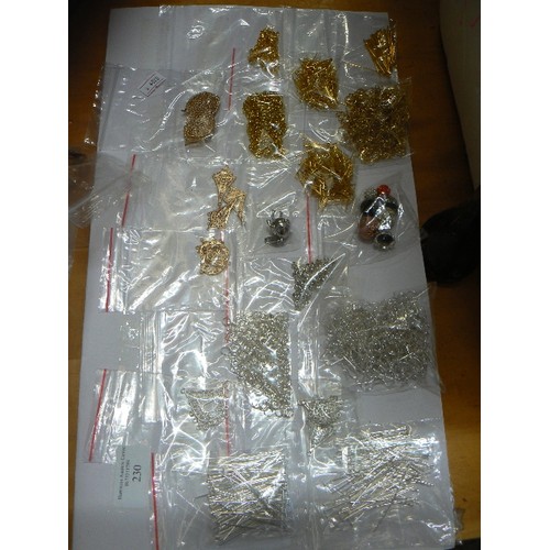 230 - CARD OF GOLD & SILVER COLOURED JEWELLERY-MAKING  FINDINGS. EARRING HOOKS, HEAD PINS, SHAMBALLA BEADS... 