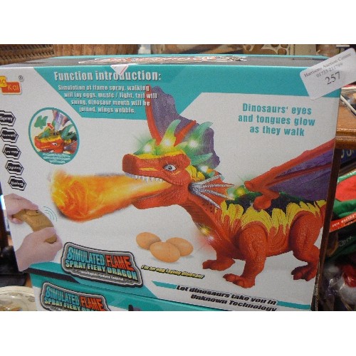 2 X REMOTECONTROLLED DINOSAUR WARSIMULATED FLAME SPRAY FIERY DRAGONS