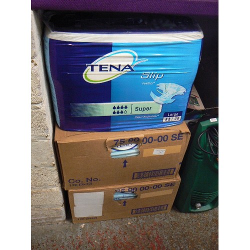 131 - LARGE QUANTITY OF TENA PADS. 2 UNOPENED BOXES & PACKS