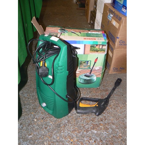 130 - BOSCH AQUASURF 250 PATIO CLEANER- HOME AND CAR KIT. APPEARS UNUSED WITH BOX. ALSO A PRESSURE WASHER.