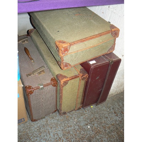 128 - 2 VINTAGE GREEN CANVAS MILITARY  SUITCASES, 1 IS STAMPED 'F LTD 1943', THE OTHER 'PAPWORTH INDUSTRIE... 