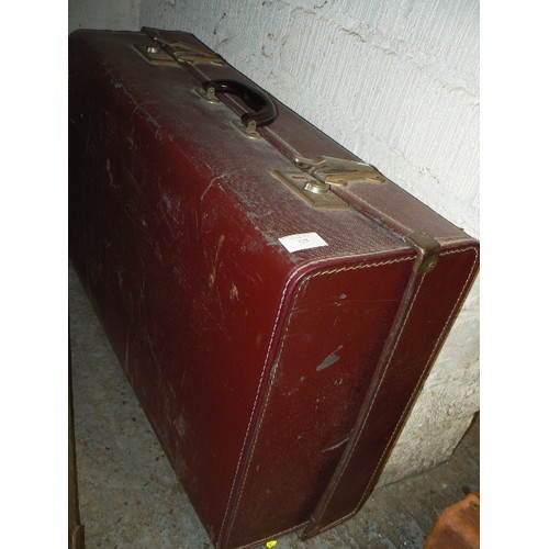 128 - 2 VINTAGE GREEN CANVAS MILITARY  SUITCASES, 1 IS STAMPED 'F LTD 1943', THE OTHER 'PAPWORTH INDUSTRIE... 