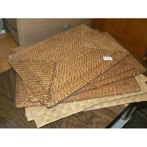 2 SETS OF WOVEN RUSH & REED RECTANGULAR PLACEMATS.