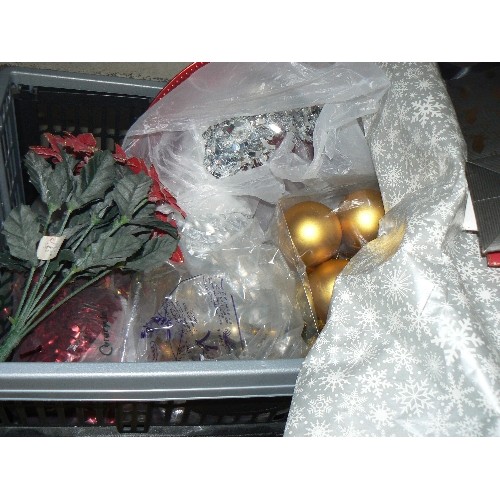 140 - FAUX CHRISTMAS TREES AND DECORATIONS, CHRISTMAS CARDS, BAUBLES, TREE DECORATIONS ETC ETC.