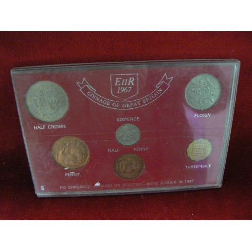 24 - A SET OF PRE DECIMAL HALF-CROWN, FLORIN, SIX PENCE, THREEPENCE, ONE PENNY AND HALF PENNY