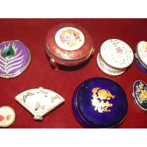 73 - COLLECTION OF TRINKET & PILL BOXES, & COMPACTS. INC LIMOGES 'LA REINE' , BRITANIA COLLECTION-INSPIRE... 