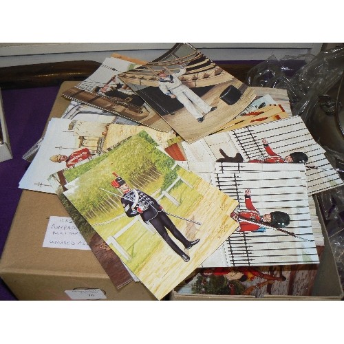 76 - QUANTITY OF NEW 'POMPADOUR GALLERY MILITARY POSTCARDS' ASSORTED. SHOE BOX SIZED BOX FULL.