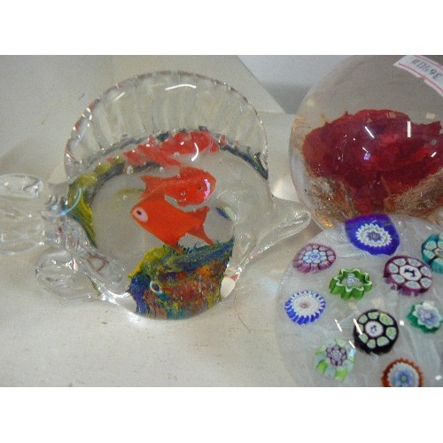 87 - 4 X GLASS PAPERWEIGHTS.