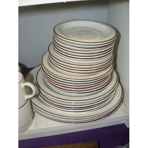 88 - POOLE POTTERY 'PARKSTONE' DINNER & TEA SERVICE. SIMPLE FLECK DESIGN. DISHWASHER & OVEN PROOF.