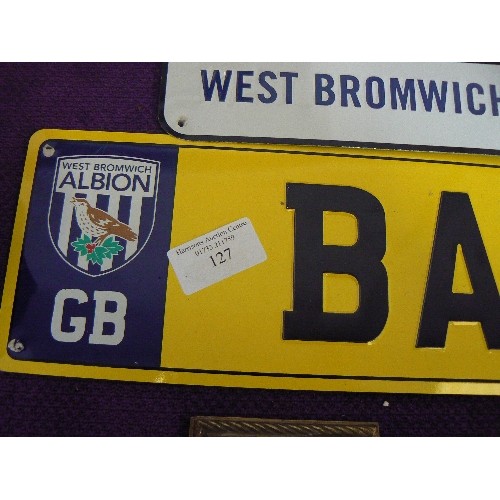 127 - WEST BROMICH ALBION FOOTBALL CLUB. 2 X METAL WALL SIGNS. REPRO.