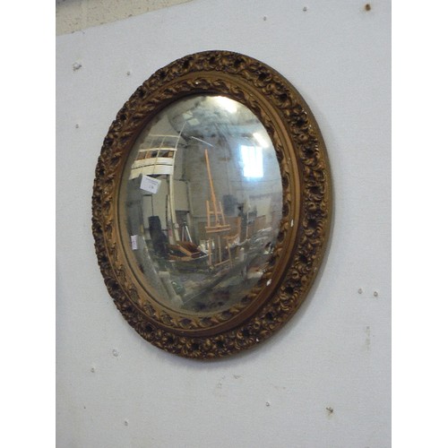 136 - VINTAGE GILT-FRAMED CIRCULAR MIRROR.