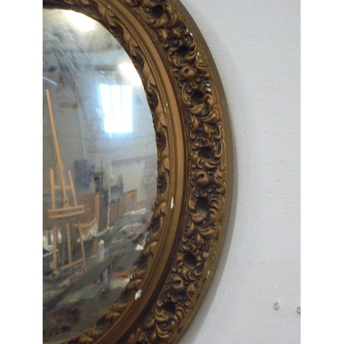 136 - VINTAGE GILT-FRAMED CIRCULAR MIRROR.