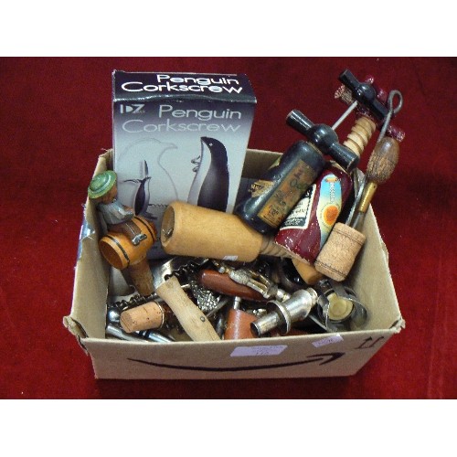 112 - VINTAGE BREWERIANA. UNUSUAL CORKSCREWS, STOPPERS ETC.