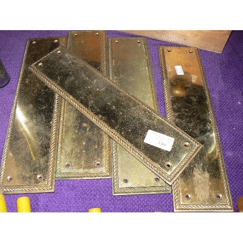 146 - 5 X LARGE BRASS DOOR PLATES WITH TWISTED ROPE DETAIL.