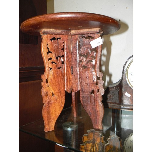 148 - TINY MOROCCAN CARVED TABLE. FOLDING.