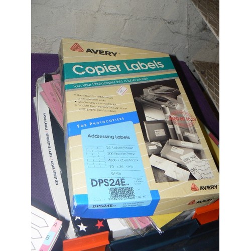 152 - STATIONARY LOT. PAPER, DIVIDERS, ADDRESS LABELS, XEROX PAPER, LASER LABELS ETC.