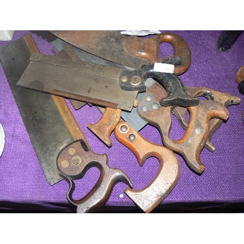 165 - 7 X VINTAGE WOODSAWS. INC MARPLES & SONS, MOULSON BROTHERS-SHEFFIELD ETC