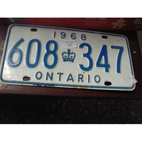 185 - TIN-PLATE SIGN 'ONTARIO 1968'