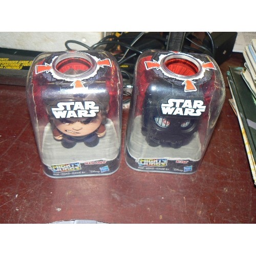 193 - STAR-WARS. UNOPENED 2006 DARTH VADER COOKIE TIN & MALLOWS. ALSO 2 X MIGHTY MUGGS 'HANS SOLO & K250