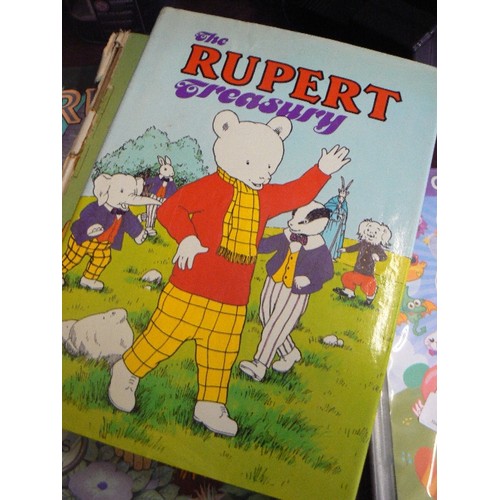 195 - STACK OF 9 VINTAGE RUPERT ANNUALS.