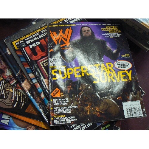 194 - WWE WRESTLMANIA ETC. JOB LOT OF ANNUALS BOOKS & MAGAZINES.