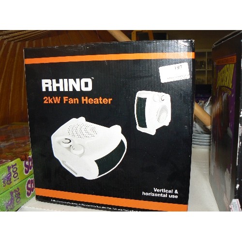 197 - RHINO 2KW FAN HEATER. WITH BOX.