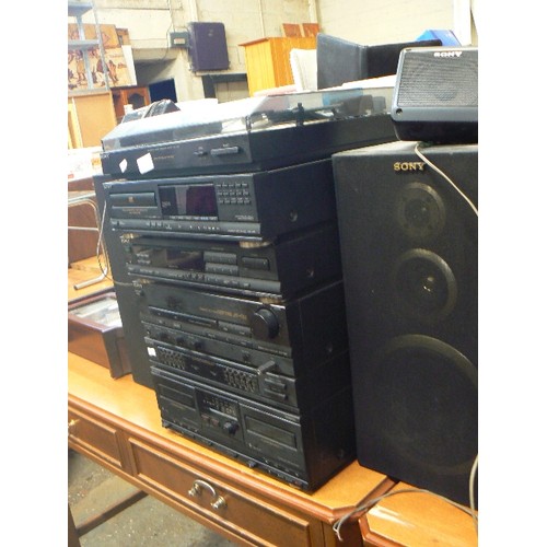 259 - LARGE SONY STACKING HI-FI SYSTEM. LBT-V502. WITH TURNTABLE. 2 PAIRS OF SPEAKERS, LARGE & ALSO SSV5